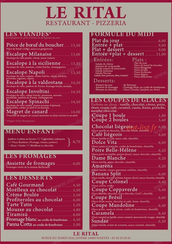 Allo Pizza — carte page 2