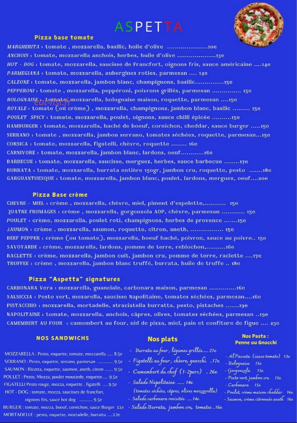 Aspetta Pizza — carte page 1