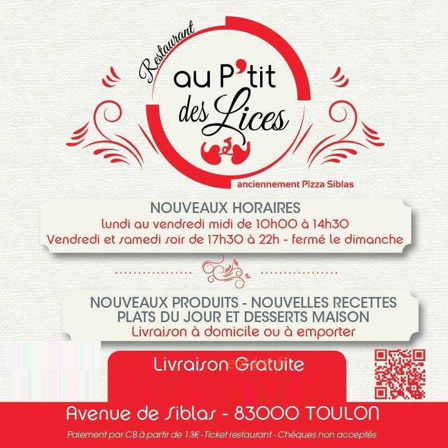 Au P'tit des Lices — carte page 1