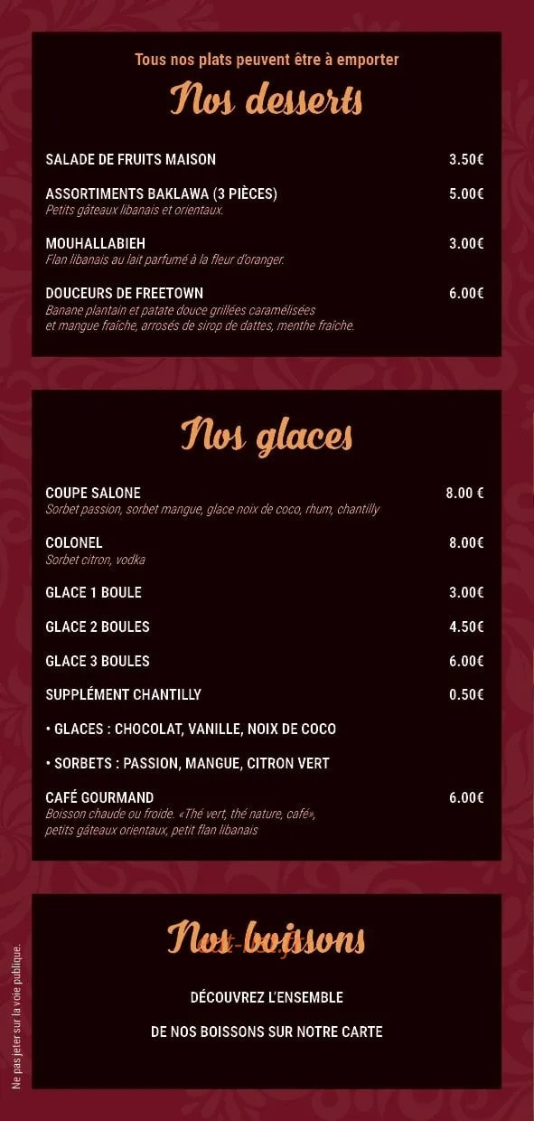 Au Taboulé Gourmand — carte page 6