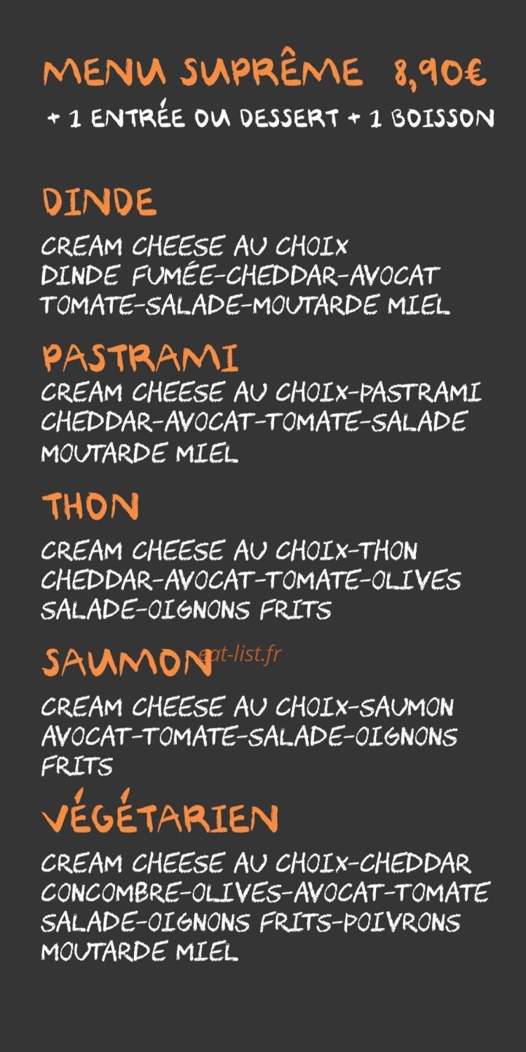 Bagel coffee — carte page 1