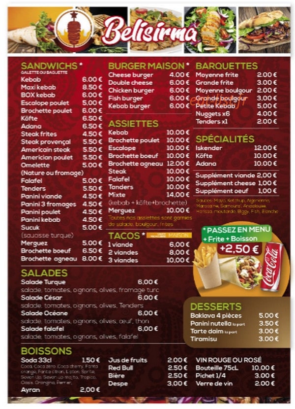Belisirma kebab — carte page 2