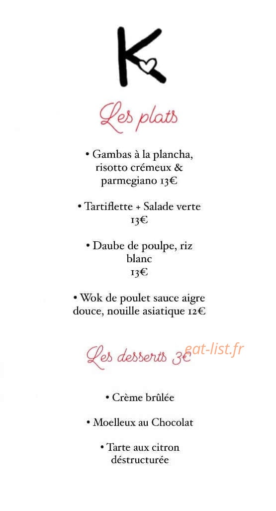 Bistro Le stop — carte page 1