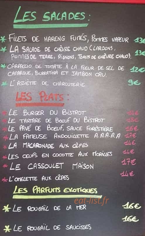 Bistrot Canaille — carte page 1