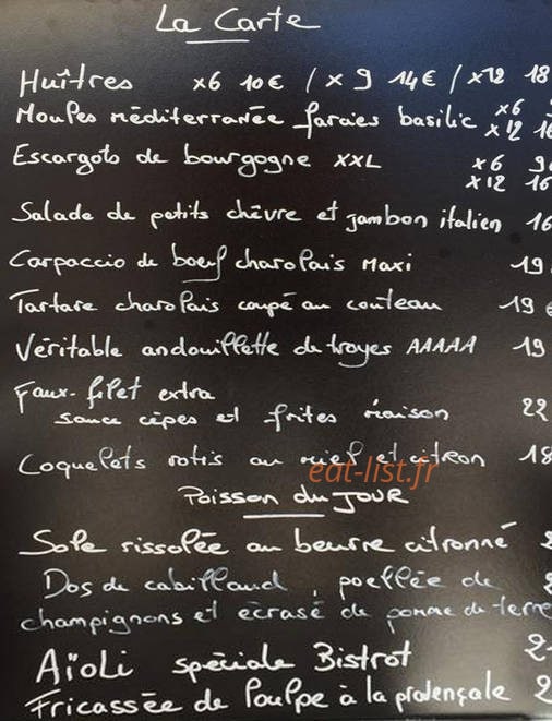 Bistrot des Remparts — carte page 2