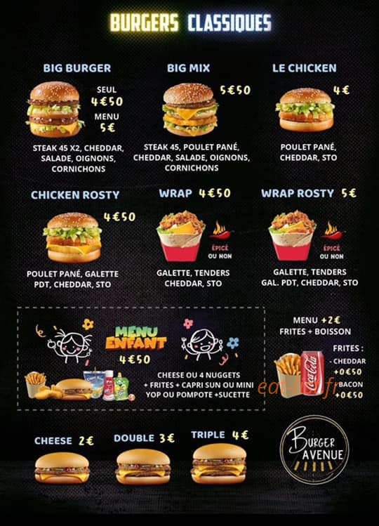 Burger Avenue — carte page 3