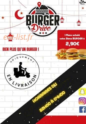 Burger Drive — carte page 1