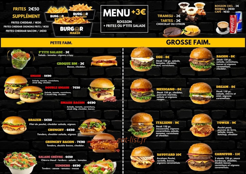 Burger Maker — carte page 2