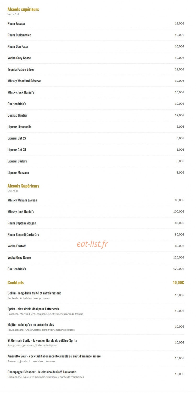 Café toulonnais — carte page 3
