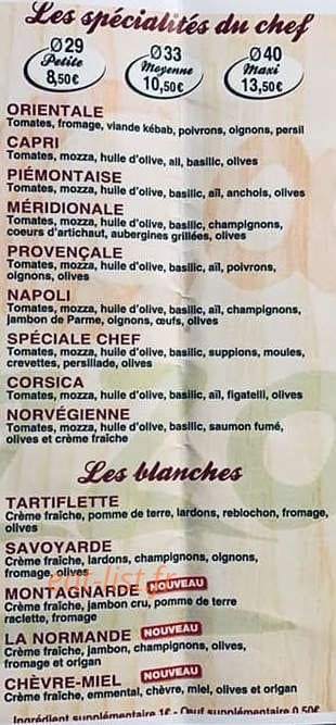 Capri pizza — carte page 3