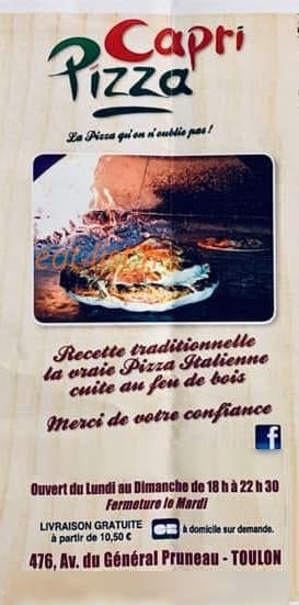 Capri pizza — carte page 6