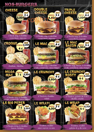 Cartel Fast Food — carte page 1