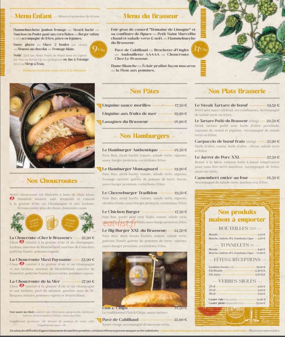 Chez Le Brasseur — carte page 2