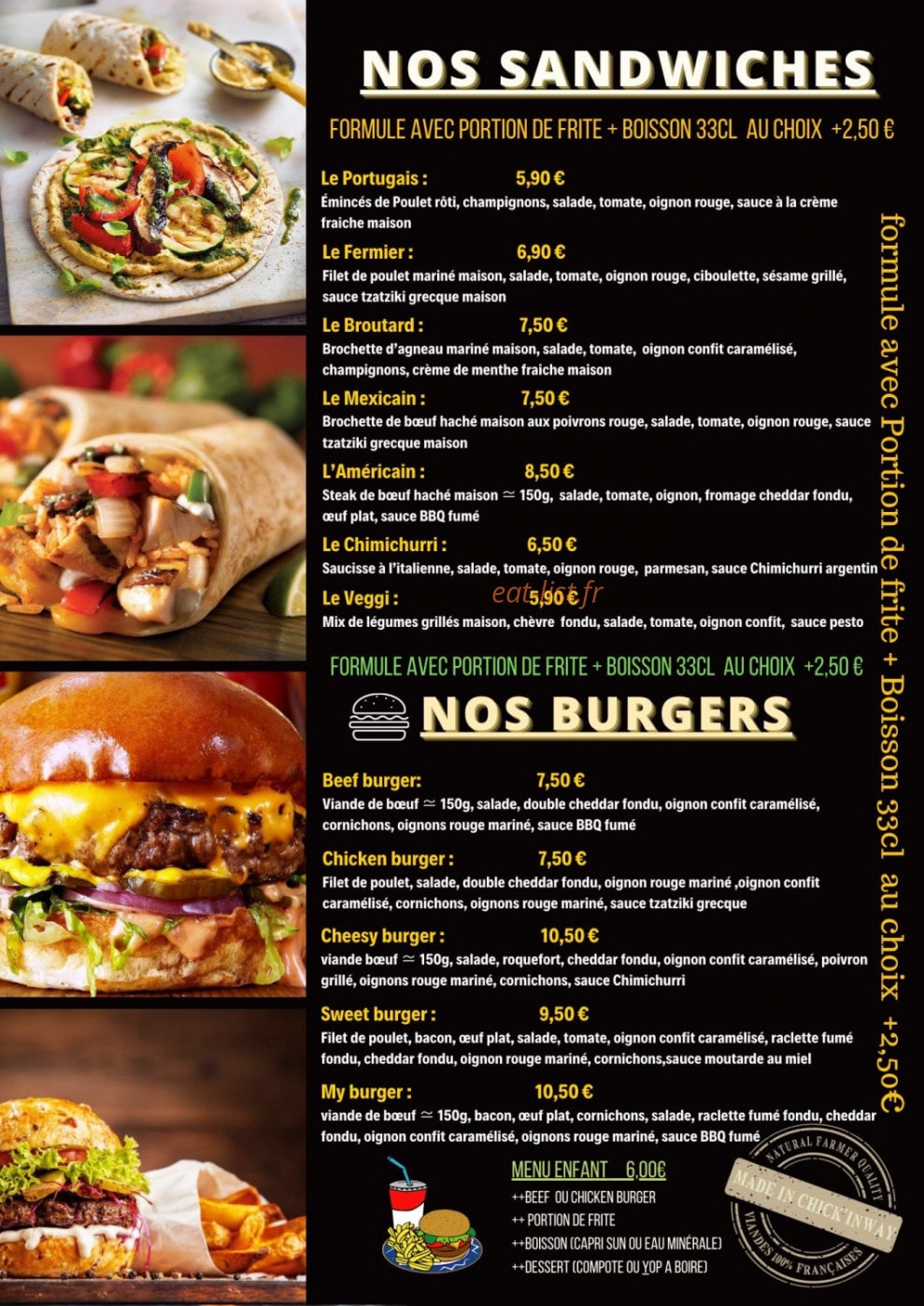 Chick'inway — carte page 2