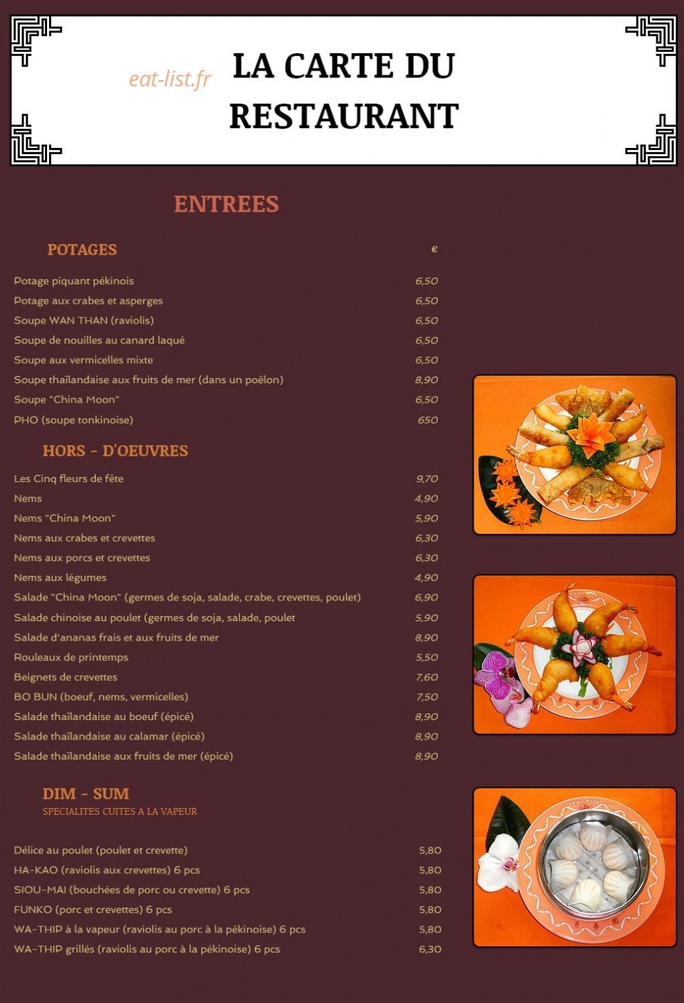 China Moon — carte page 1