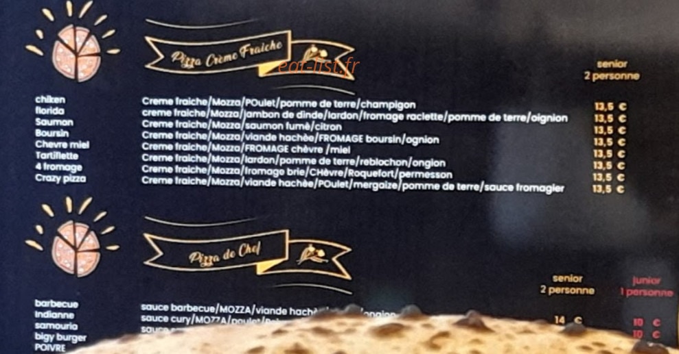 Crazy Pizza & Burger — carte page 2