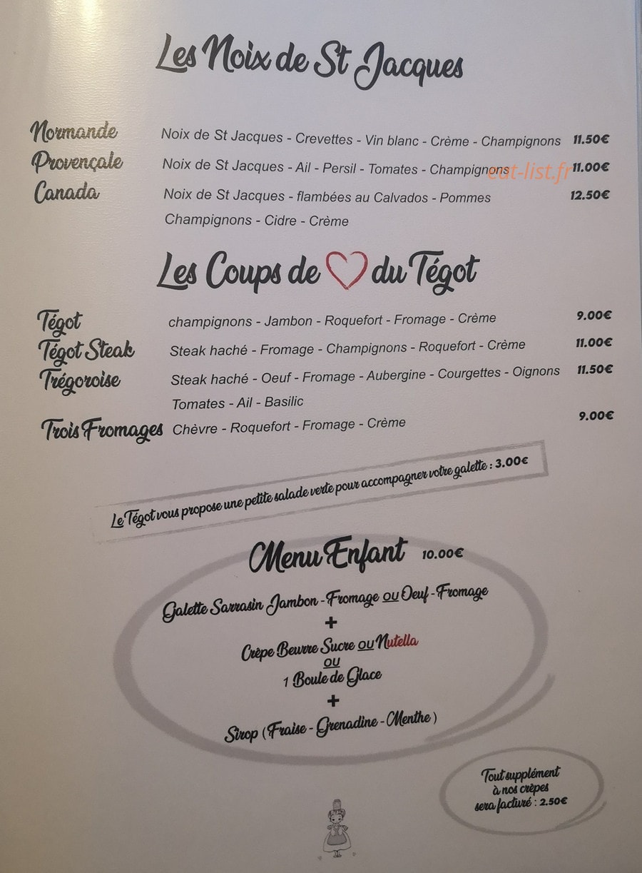 Crêperie Le Tégot — carte page 2