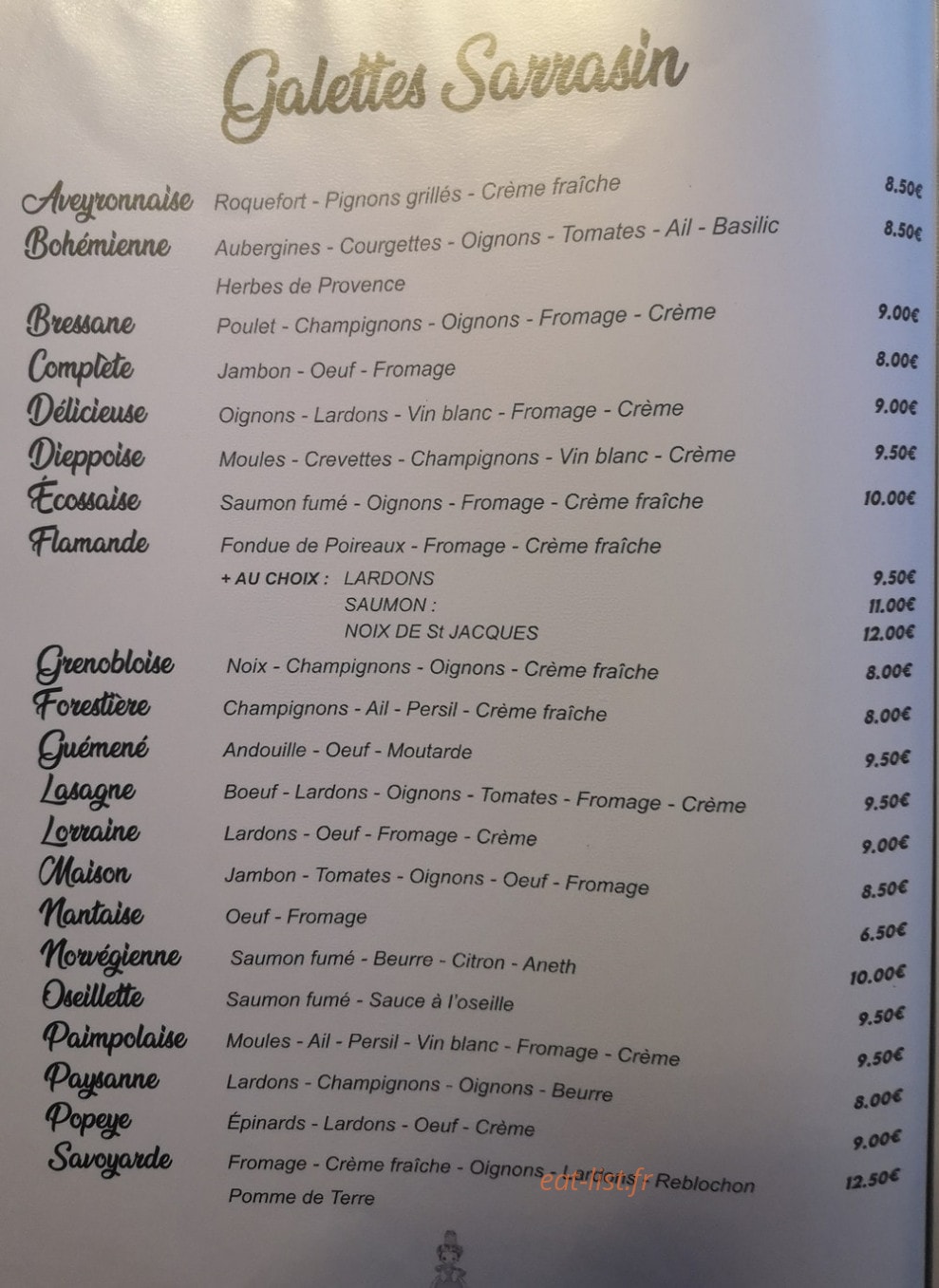 Crêperie Le Tégot — carte page 1