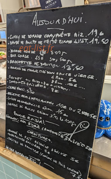 Carte et menu de Criée Raynier à Toulon — Exemple de menus