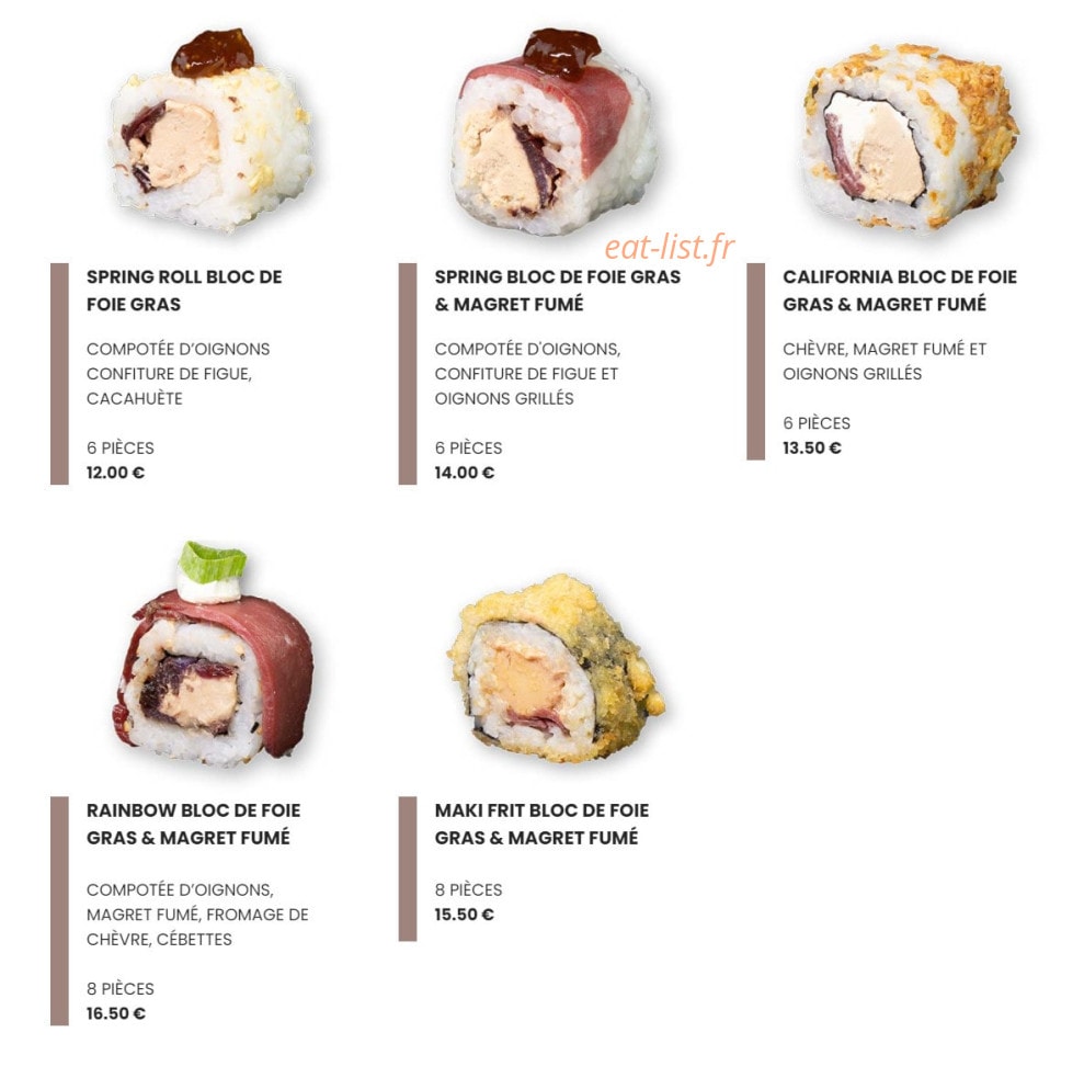 Easy Sushi — carte page 1
