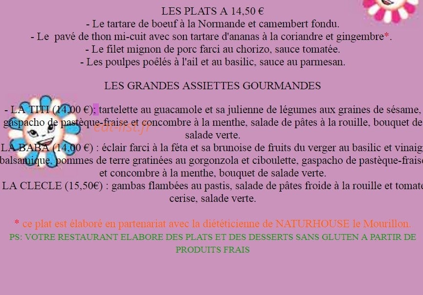 Emeline Dans Sa P'tite Cuisine — carte page 1