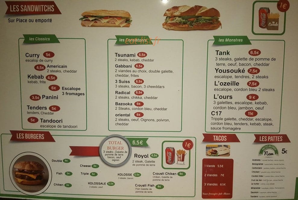 Escale Pizza — carte page 4