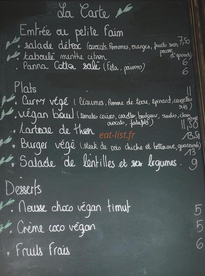Feel Food — carte page 1