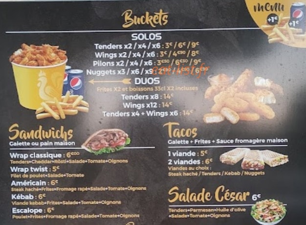 French Chicken — carte page 1