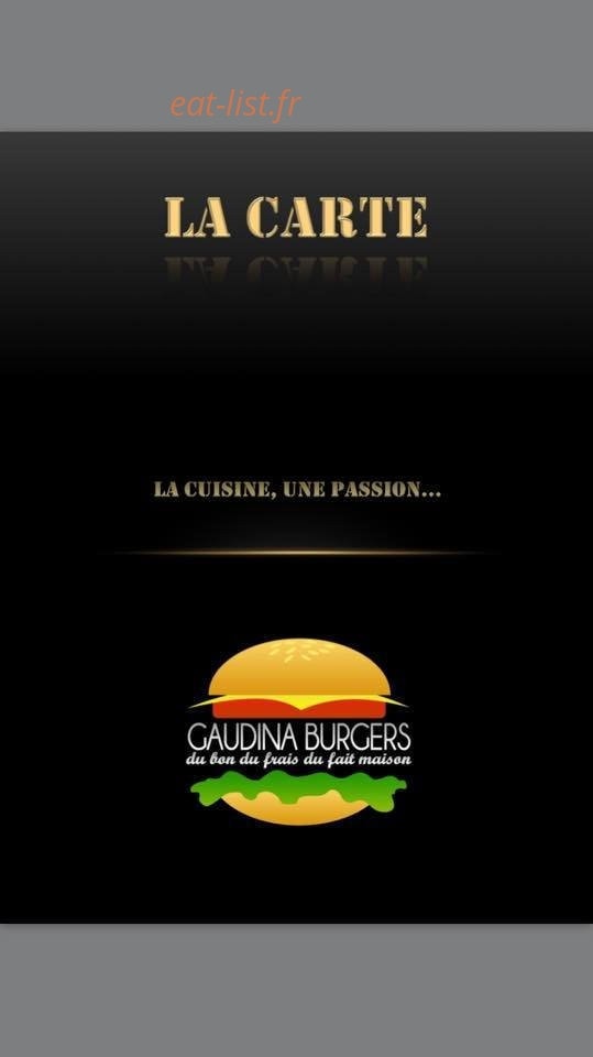 Gaudina Burgers — carte page 1
