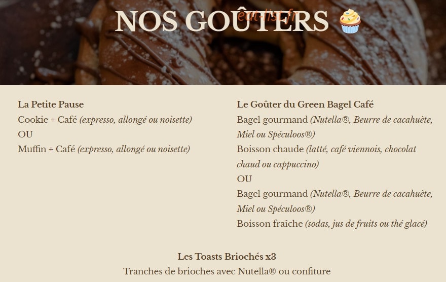 Green Bagel Café — carte page 5