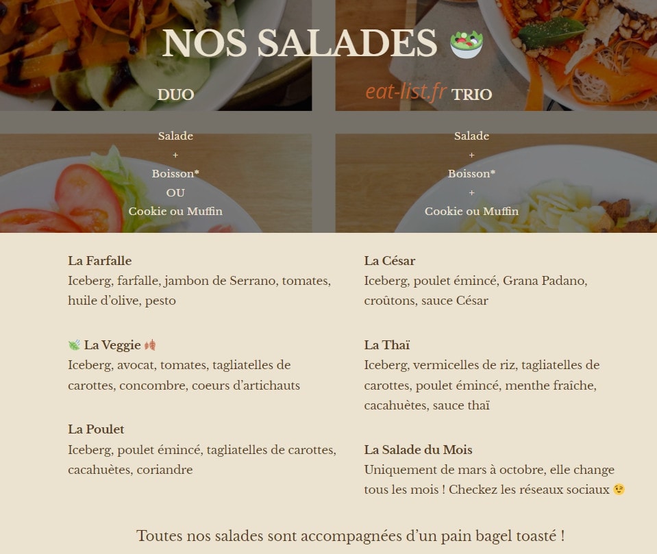 Green Bagel Café — carte page 2