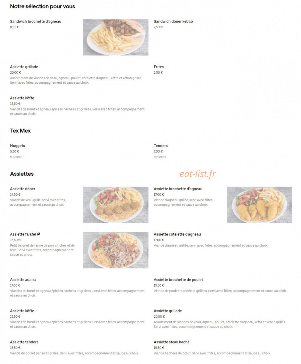 Istanbul grill — carte page 1