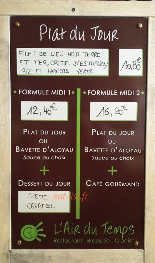 L'Air du Temps — carte page 1