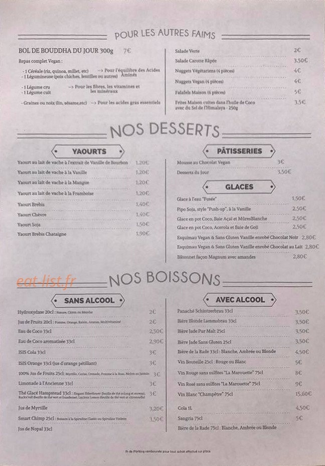 La Cantine Bio — carte page 2