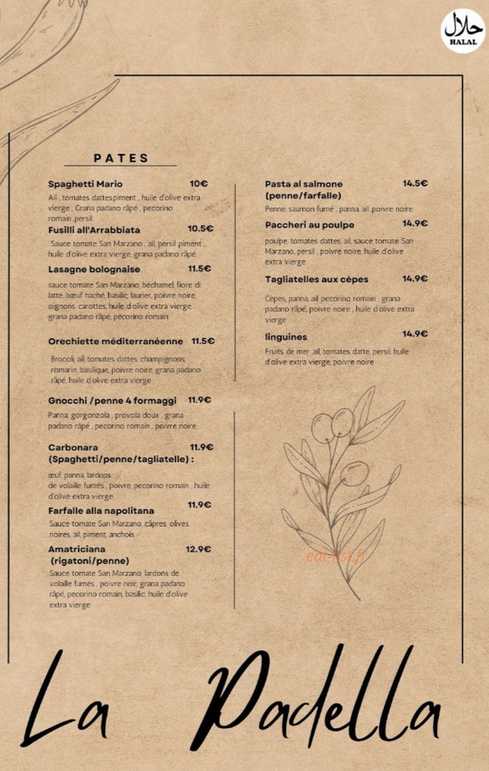 La Padella — carte page 1