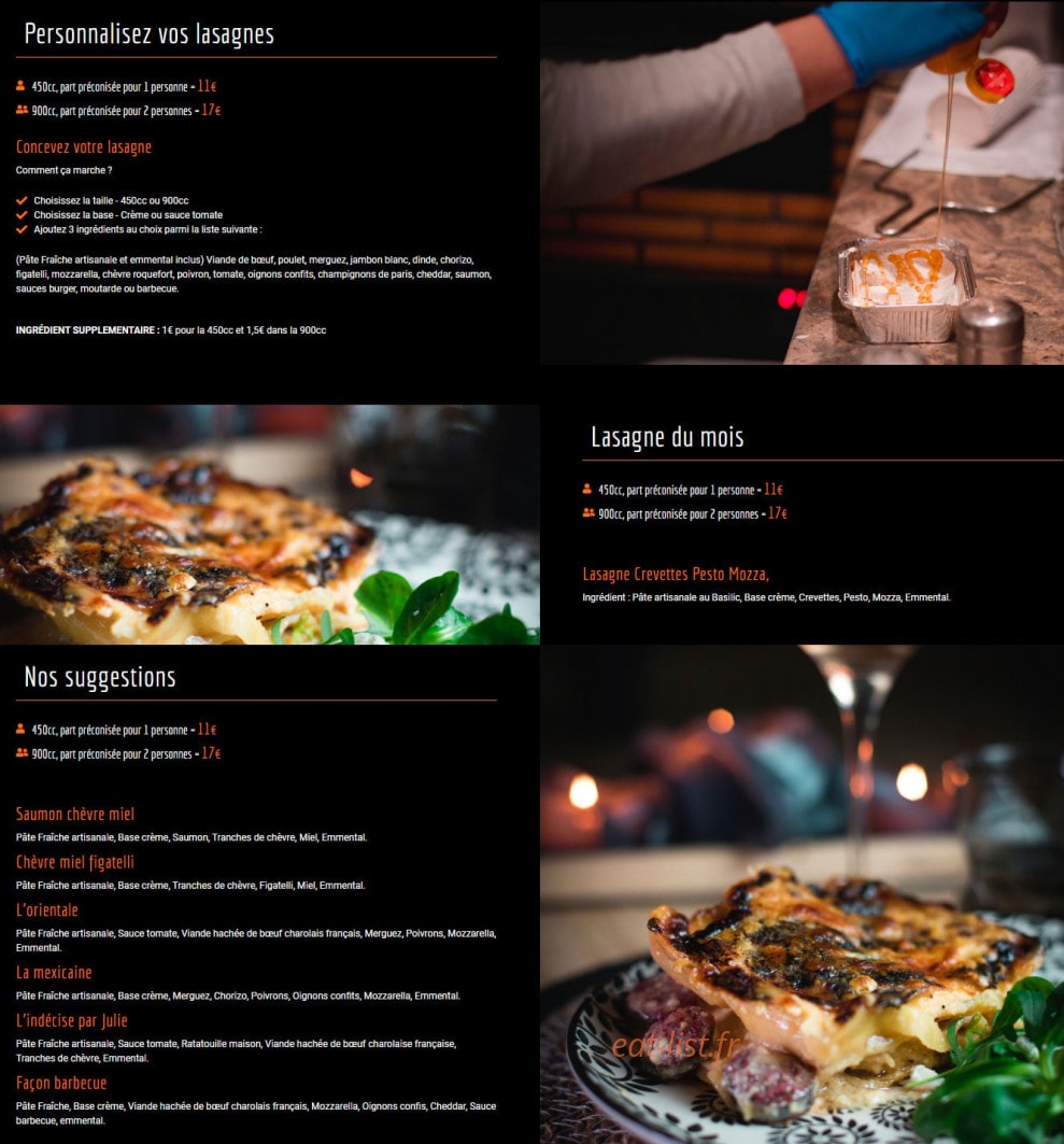 Lasagnerie — carte page 1