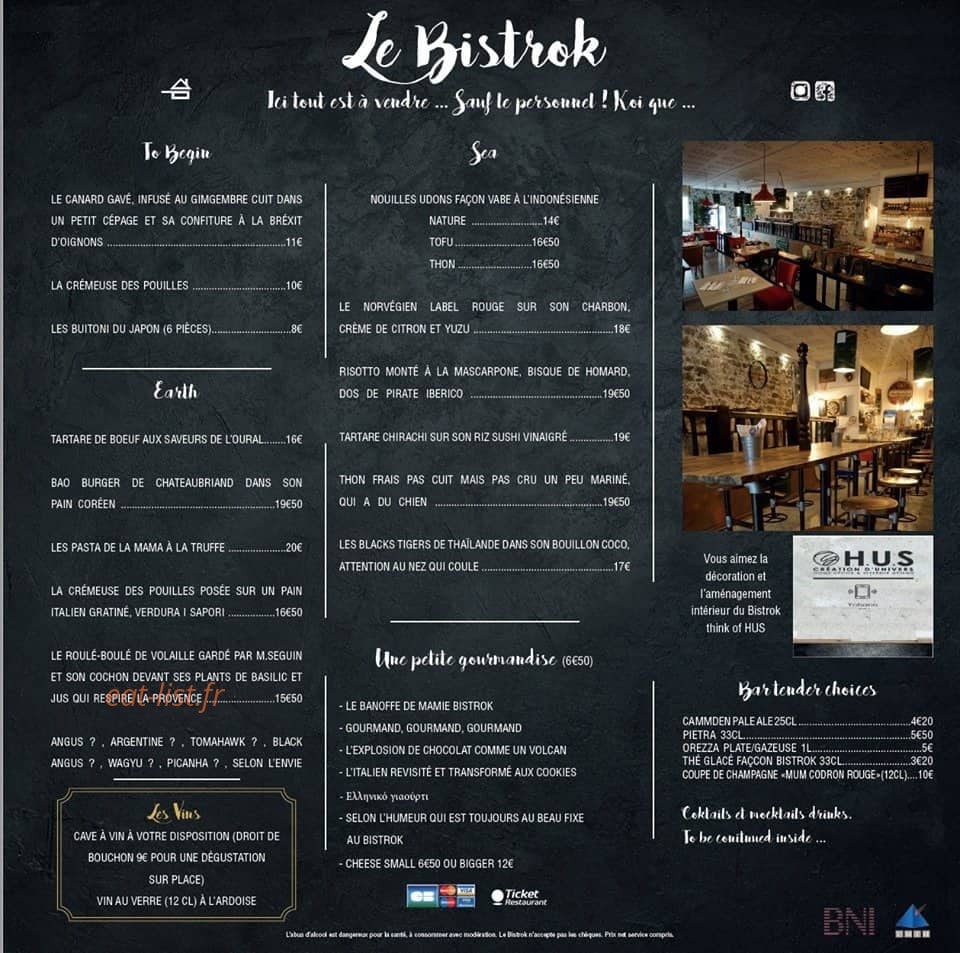 Le Bistrok — carte page 1