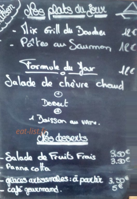 Le Bistrot de Mamie Pau — carte page 1