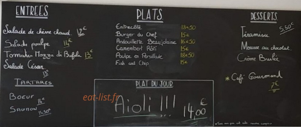 Le Bistrot Délices — carte page 1