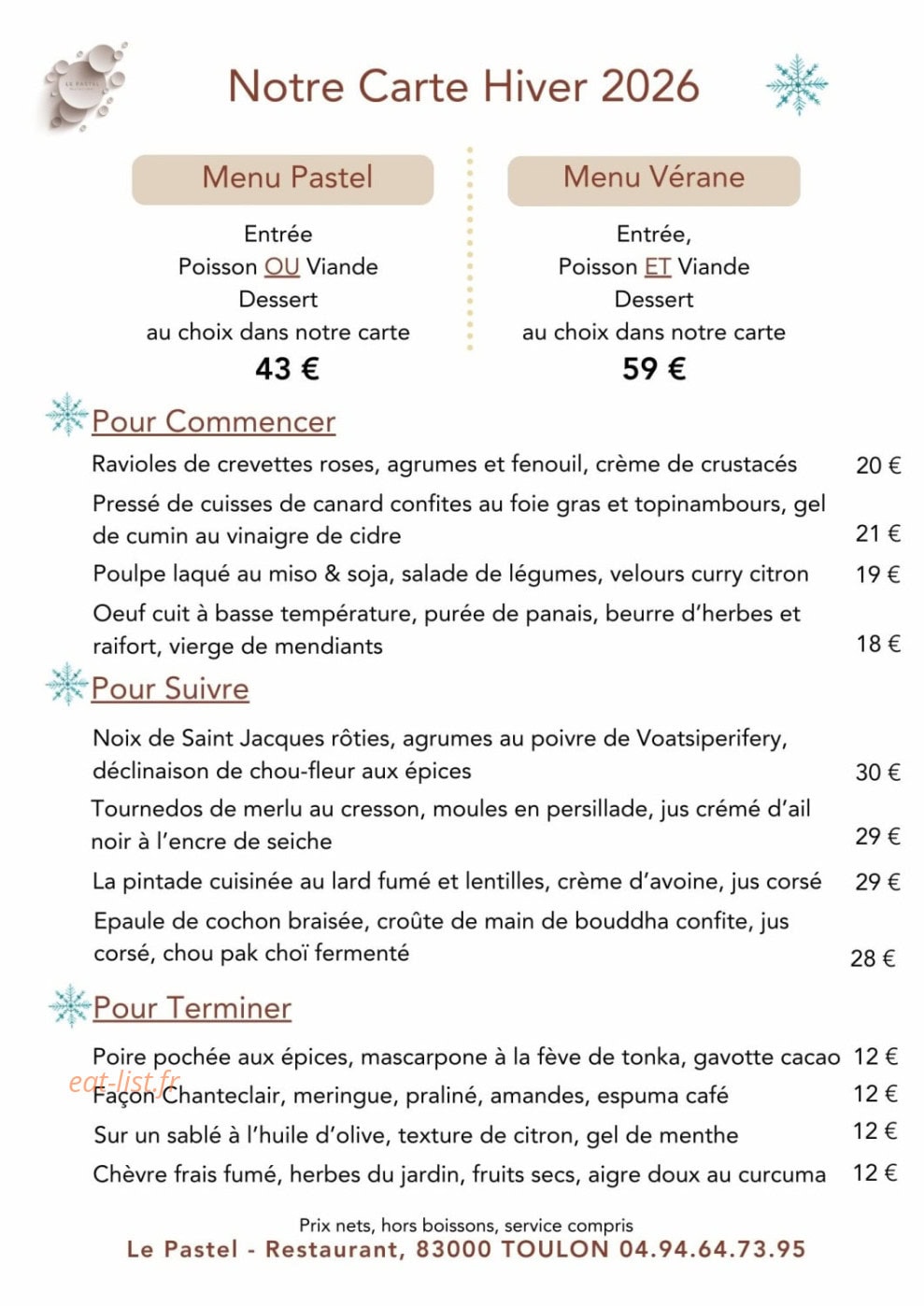 Le Pastel — carte page 1