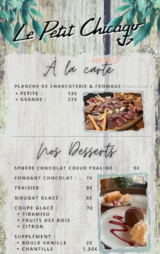 Le Petit Chicago — carte page 6