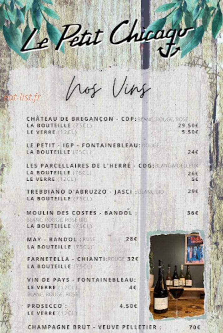 Le Petit Chicago — carte page 5