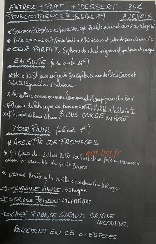 Le Petit Instant — carte page 1