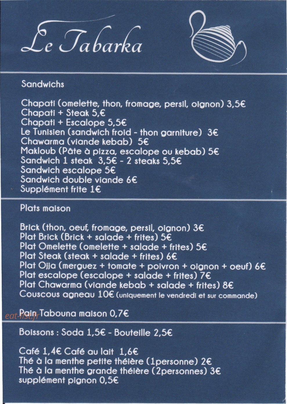 Le Tabarka — carte page 2