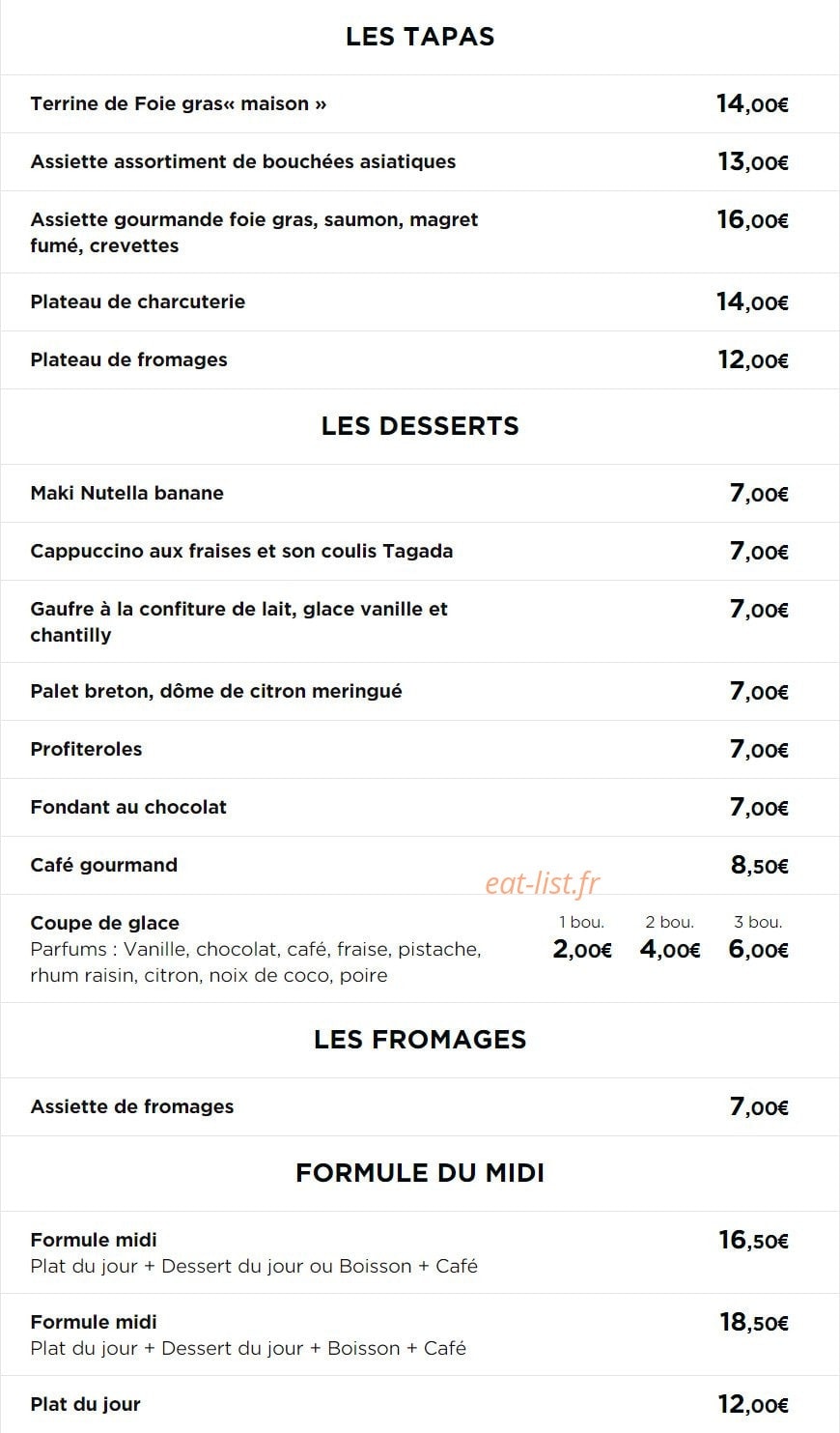 Le Zinc — carte page 2
