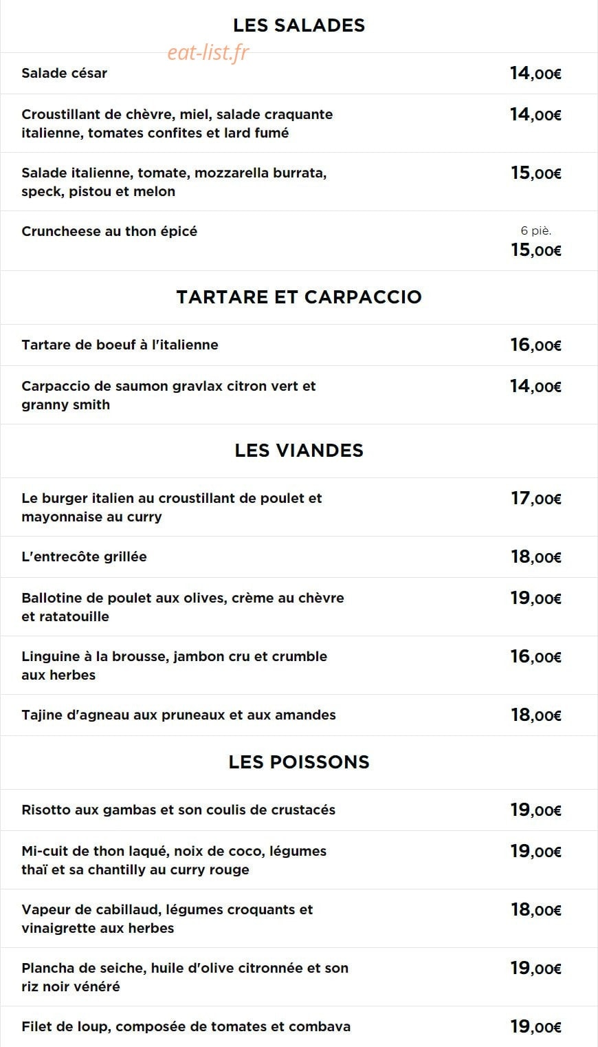 Le Zinc — carte page 1