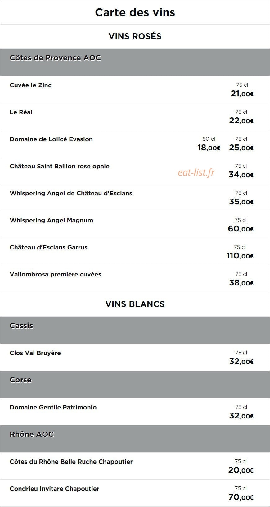Le Zinc — carte page 10