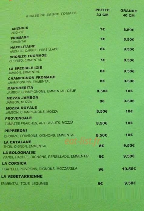 Louka Pizza — carte page 1
