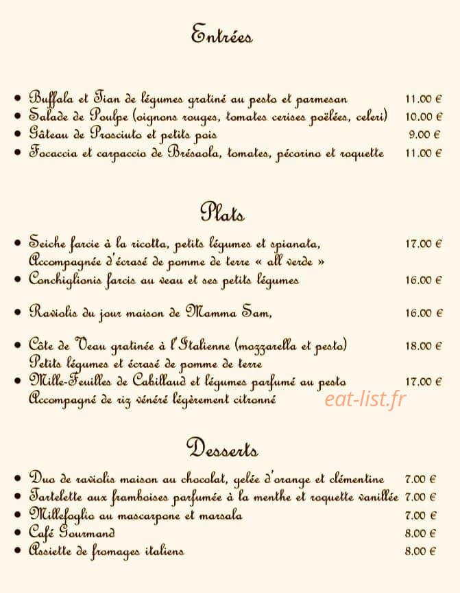 Mamma Sam — carte page 1