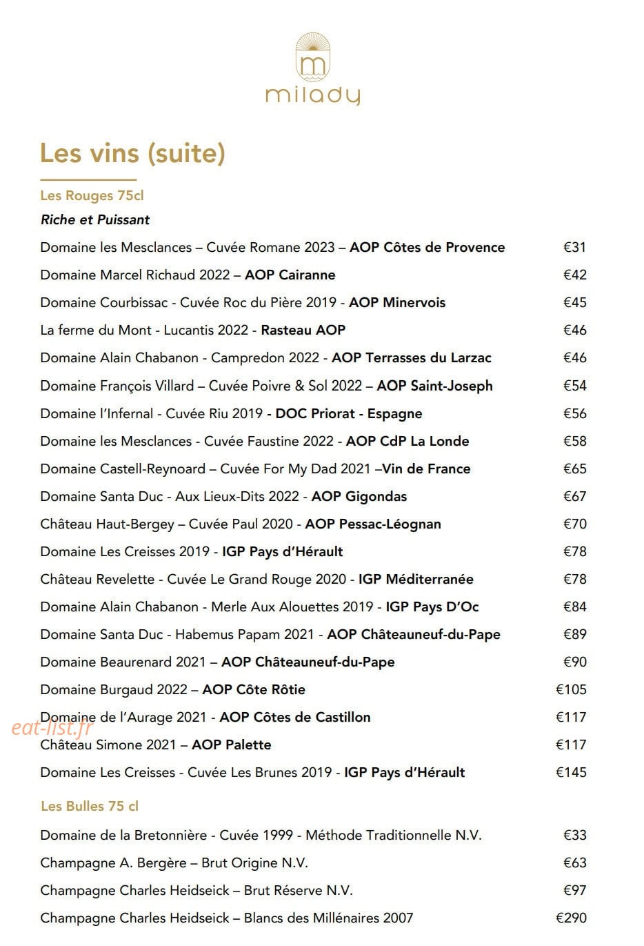 Milady Mourillon — carte page 15